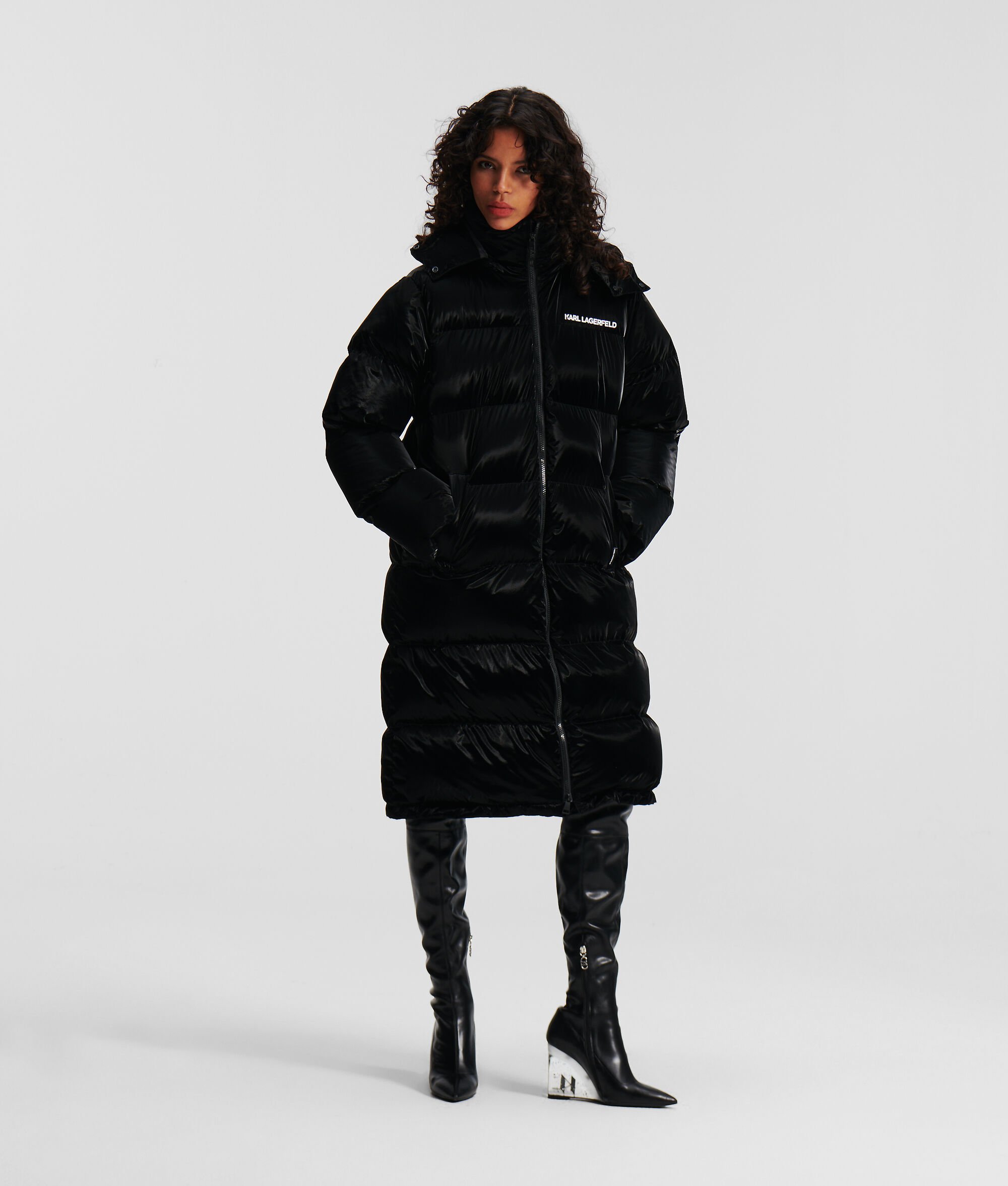 (image for) Distinctive LONGLINE HOODED PUFFER COAT